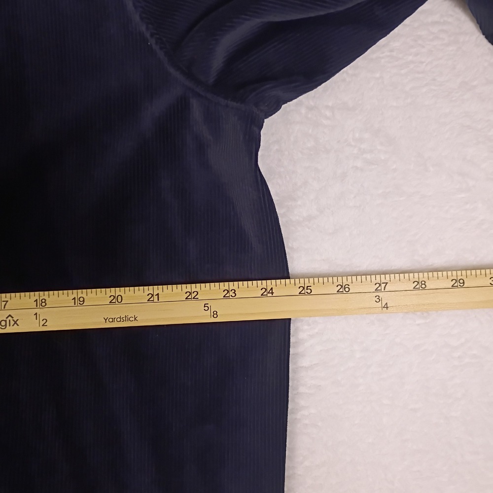 Liz Claiborne Woman Navy Corduroy Style Quarter Zip Pullover Top Plus Size 1X - Picture 9 of 14